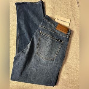 Calvin Klein Mens Jeans 34x30 Regular Fit Straight Blue Denim Mid Rise Faded
